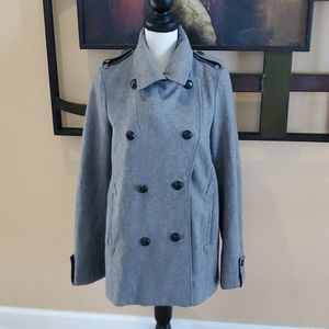 TOPSHOP TRENCH COAT JACKET 6 GRAY BUTTONS STYLISH TRENDY